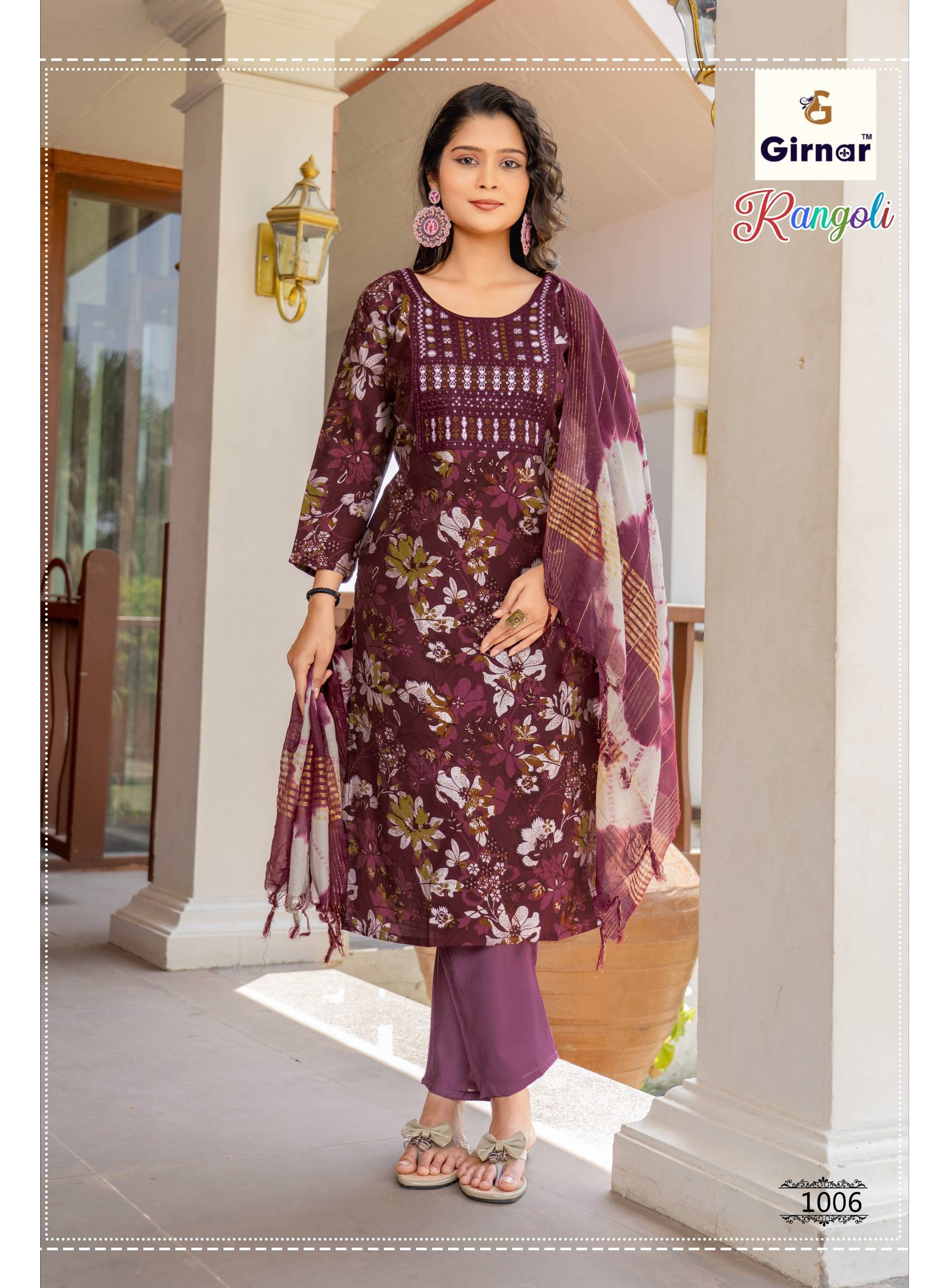 RANGOLI VOL 1 By Girnar 1001 To 1008 Series Beautiful Festive Suits Colourful Premium VERTICAN FOIL PRINT Stitched dresses At Wholesale Price